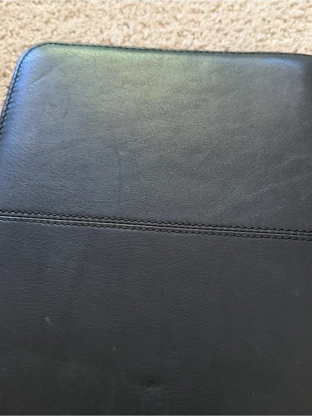Franklin Covey Black Nappa Classic Leather Planner 7-Ring Binder Organizer Zip